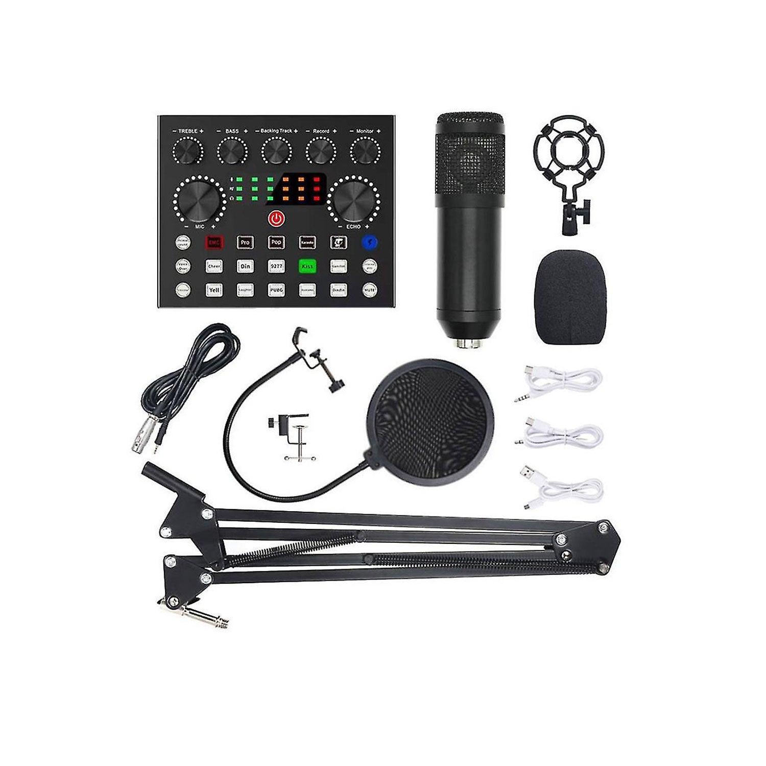 V10 BM-800 Podcast Condenser Microphone Kit with Live Sound Card