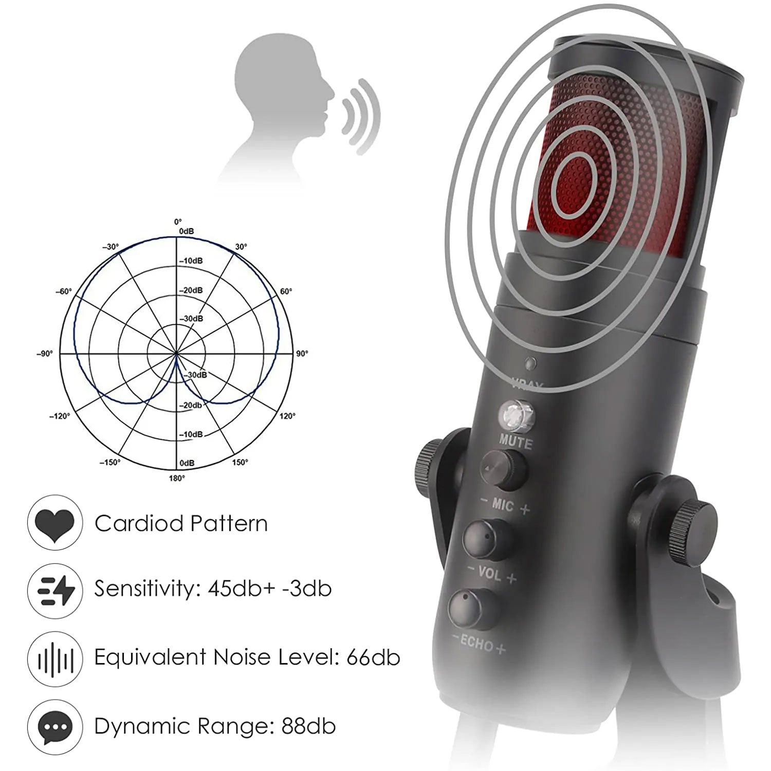JMARY MC-PW9 Podcast USB Microphone