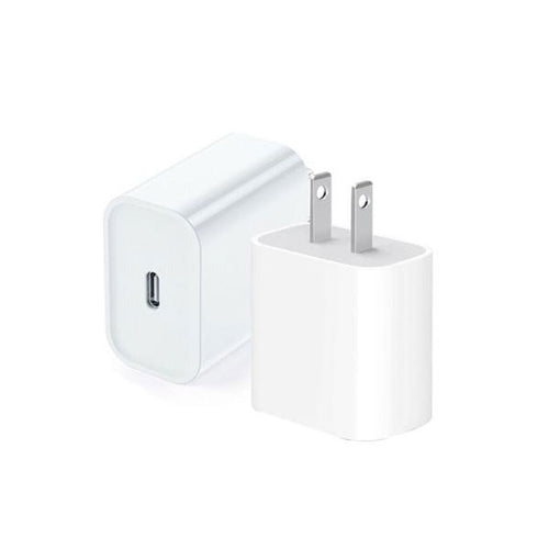 Prime Tech Store 25W USB-C PD power adapter charger with US 2-pin plug for iPhone and compatible devices.