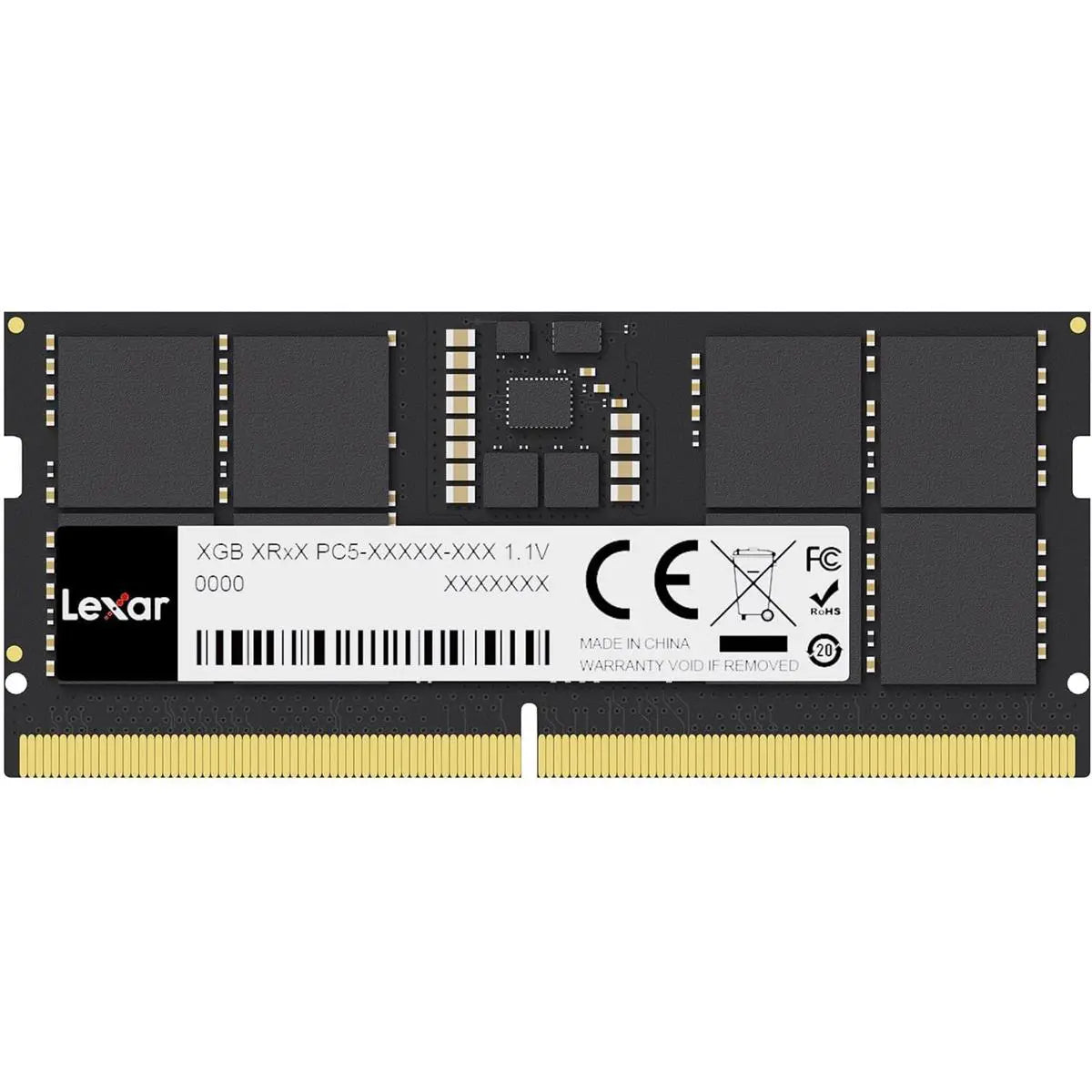 Prime Tech Store Lexar 8GB DDR5 5600MHz laptop RAM module with black heatsink on a white background.