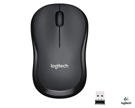 Wireless Logitech M221 mouse with compact design and black finish, shown on a white background.