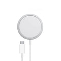 Wireless MagSafe Apple charger by Prime Tech Store, showing the sleek round charging pad with USB-C connection.