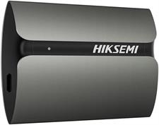 Hiksemi T300S Shield 512GB portable SSD in black with sleek design, featuring USB connection and compact storage capacity.