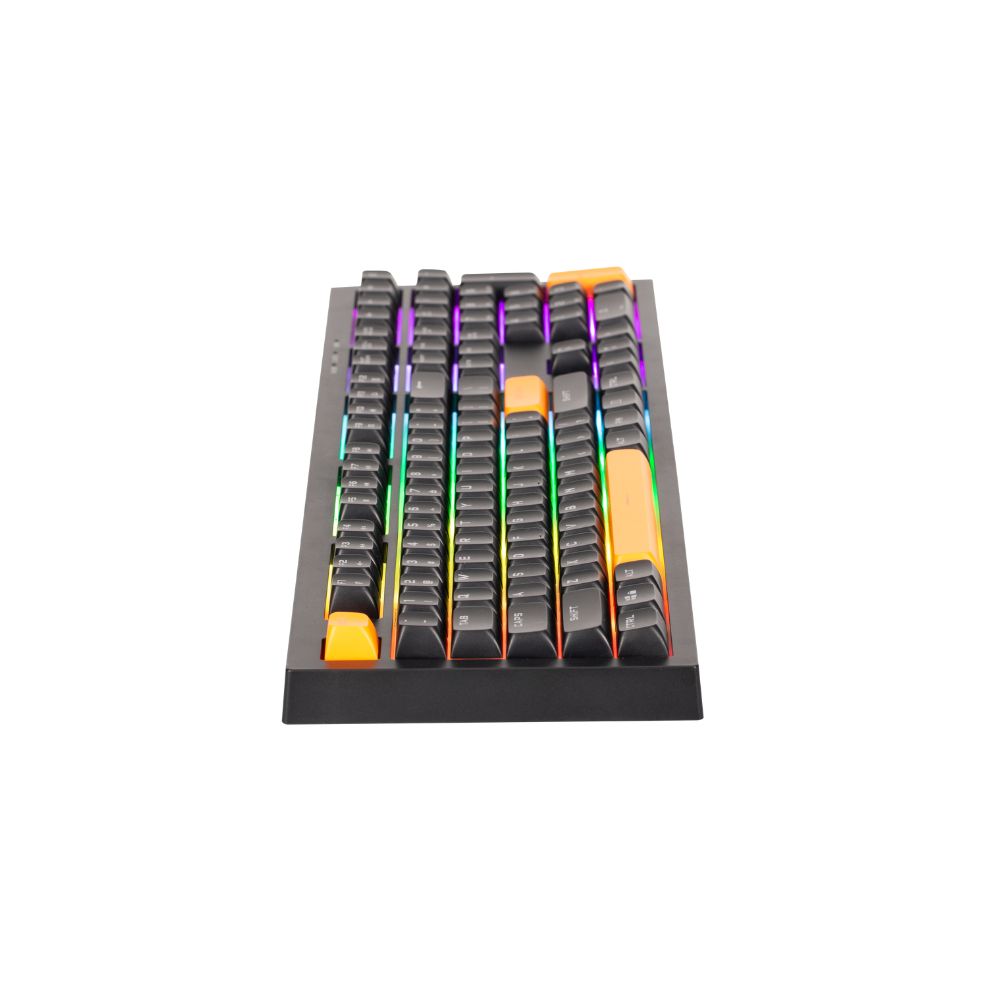 Black Xtrike Me KB-512 BK wired mechanical USB-C keyboard with 108 keys, featuring a compact and sleek design.