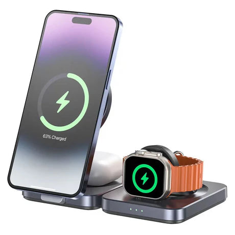 Wireless charger from Prime Tech Store with sleek design, showing a close-up of the charging pad and connection port.