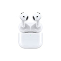 Wireless Apple AirPods 4 with Bluetooth 5.3, USB-C charging case, and wireless charging capability, shown from a side angle.