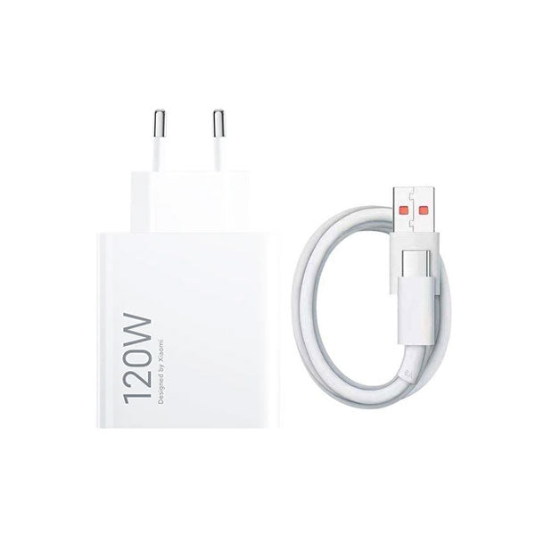 Xiaomi 120W EU plug QC3.0 fast wall charger with cable, compact and lightweight charging accessory for smartphones and devices