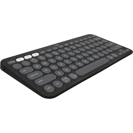 Prime Tech Store Logitech Pebble Keys 2 K380S Bluetooth Keyboard in graphite color, showing compact design and key layout.