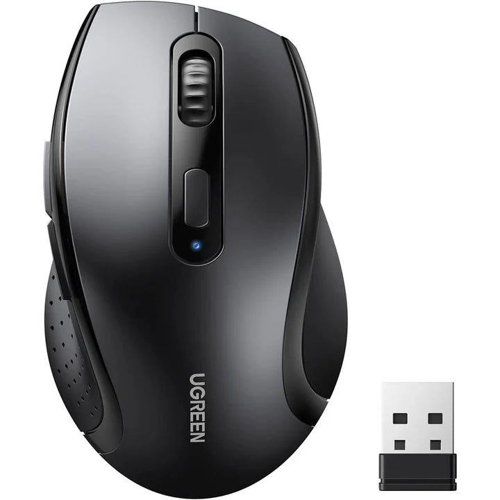Prime Tech Store UGREEN M511 wireless ergonomic mouse with a sleek black design and compact shape, suitable for comfortable use.