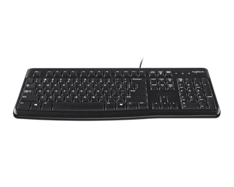 Prime Tech Store Logitech K120 USB keyboard with standard keys and full layout, shown in black on a clean background.