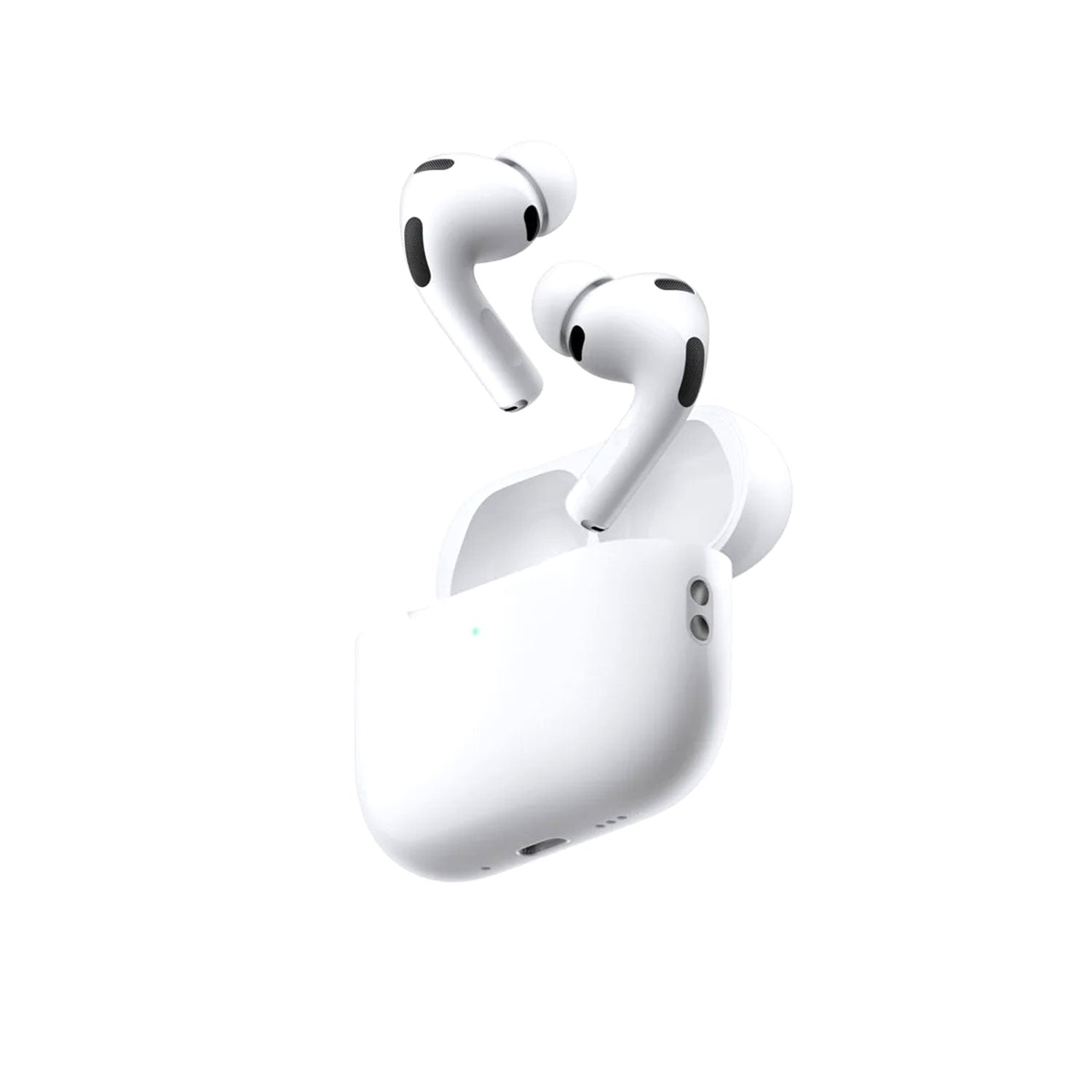 Apple AirPods Pro 3rd Gen wireless earbuds with active noise cancellation and USB-C charging, shown in a sleek white design.