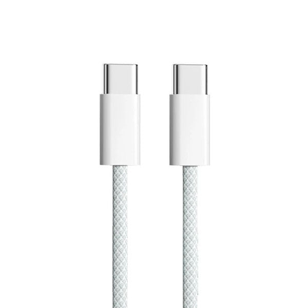 Prime Tech Store 1m nylon USB-C to USB-C PD fast charging cable for iPhone 17 Pro Max, durable and lightweight with fast data transfer.