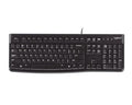 Logitech K120 USB keyboard with standard keys and slim design, suitable for office and home use.