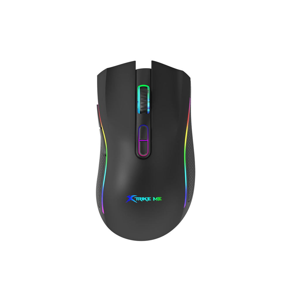 Prime Tech Store Xtrike Me GM-314 BK wired gaming mouse in black with ergonomic design and programmable buttons.