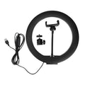 Prime Tech Store 26cm LED studio camera ring light with mobile holder, ideal for photography and video lighting setups.