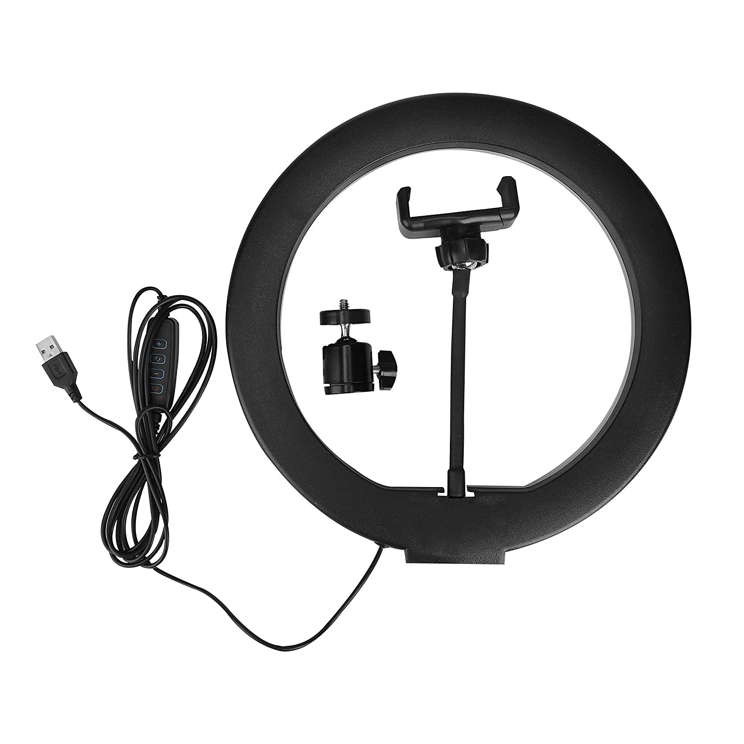Prime Tech Store 26cm LED studio camera ring light with mobile holder, ideal for photography and video lighting setups.