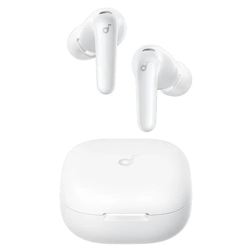 Anker Soundcore R60i NC noise-canceling earbuds with charging case, black wireless earbuds resting in the case.