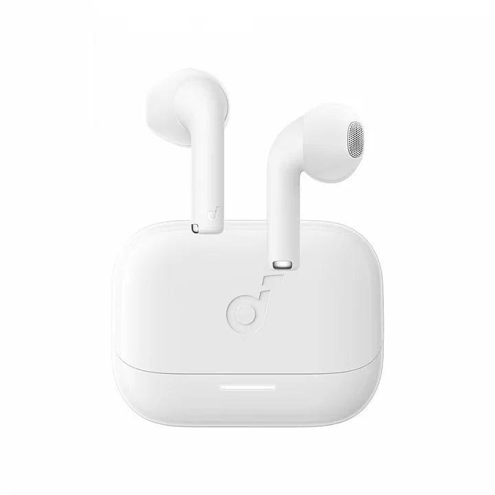 Anker Soundcore K20i TWS Bluetooth earbuds with charging case and in-ear design, black color, on a white background.