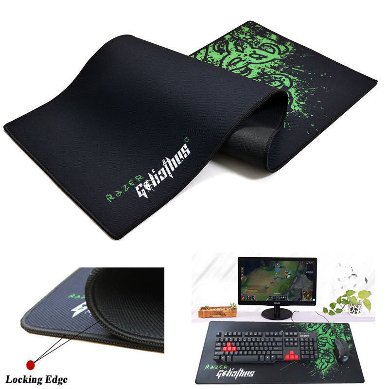 Prime Tech Store Razer Goliathus large gaming mouse pad with box, measuring 355x440x4mm, featuring smooth surface and reinforced edges.