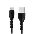 Remax Proda B47m USB A to Micro USB cable connected to a device, showing durable braided design and gold-plated connectors.