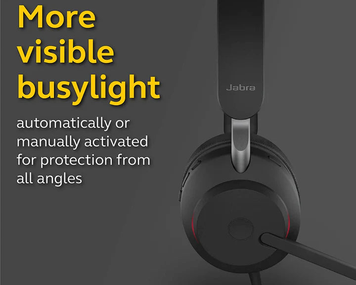 Prime Tech Store Jabra Evolve2 40 Stereo USB Headphones with cushioned ear cups and adjustable headband, shown on a white background.