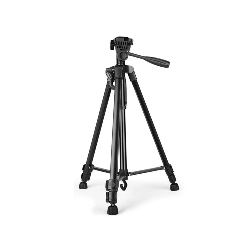 Prime Tech Store 55-inch aluminium tripod stand with mobile phone holder, sturdy adjustable tripod for smartphones and photography.