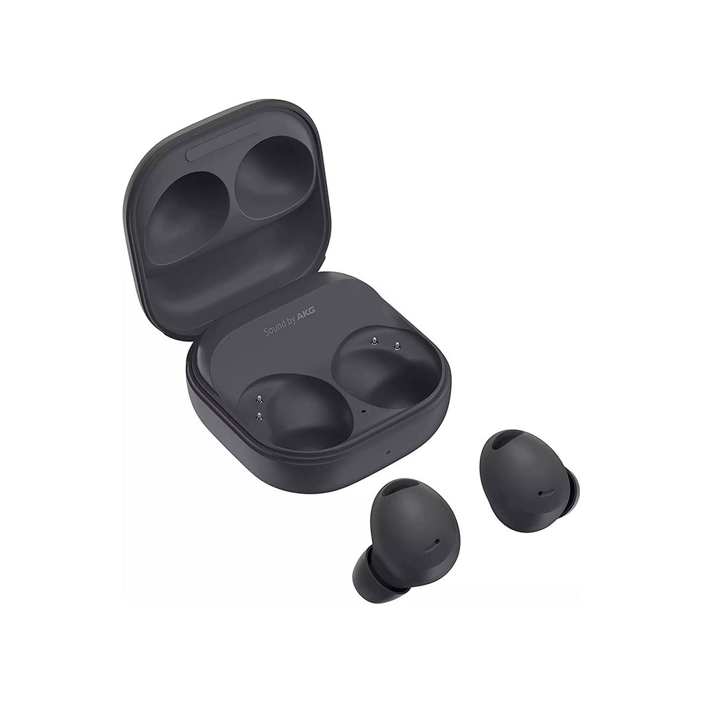 Samsung Galaxy Buds 2 Pro true wireless Bluetooth earbuds in black, shown with sleek charging case on a white background.