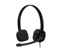 Wired Logitech H151 headset with adjustable headband and microphone, black over-ear design, suitable for calls and online communication.