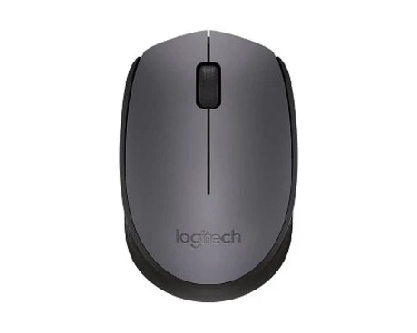 Wireless Logitech M171 mouse with ergonomic design and scroll wheel, shown on a neutral background.