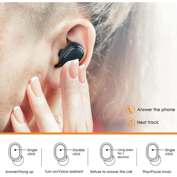 Xiaomi Mi True Wireless Basic 2 Bluetooth 5.0 headphones with anti-sweat IPX4, shown in black with charging case.