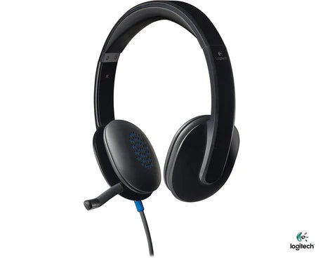 Logitech H540 USB wired headset with adjustable headband and cushioned ear cups, designed for clear audio communication.