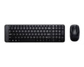 Wireless Logitech MK220 keyboard and mouse combo with compact design and sleek black finish, ideal for home or office use.