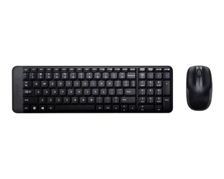 Wireless Logitech MK220 keyboard and mouse combo with compact design and sleek black finish, ideal for home or office use.