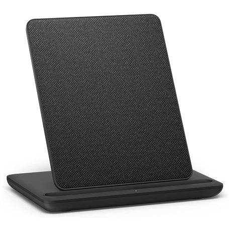 Anker wireless charging dock for Kindle Signature Edition showing the dock and Kindle device on a wooden surface