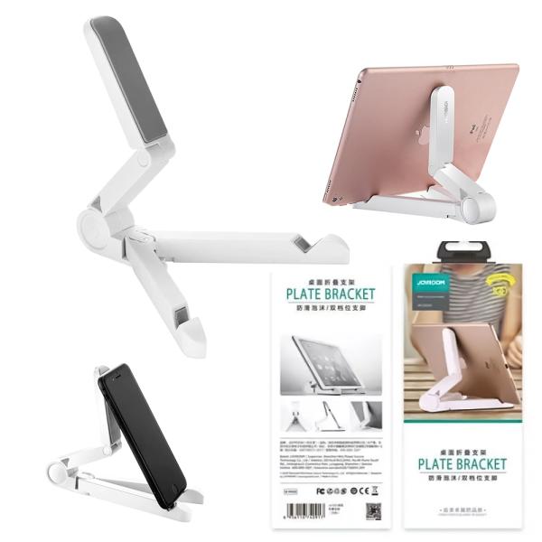 White Joyroom Zs120 foldable desktop tablet holder with stand, designed for easy viewing and adjustable positioning.