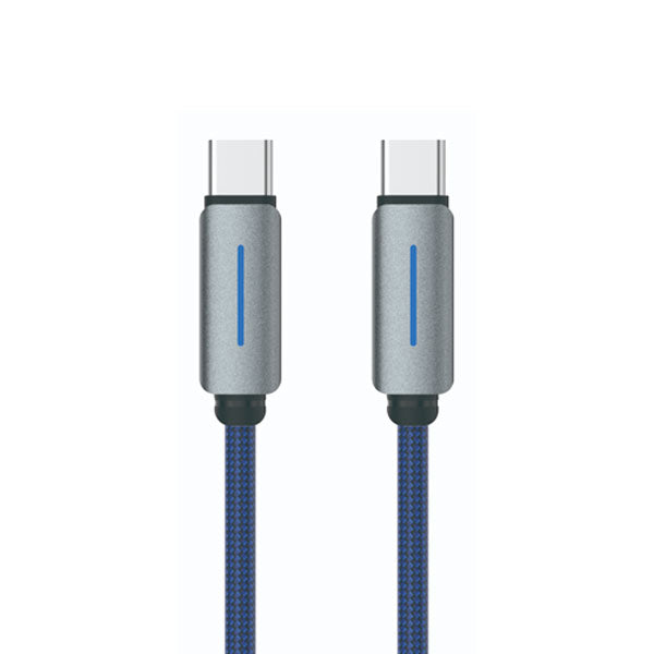 Blue Logilink Type C to Type C nylon fast charging and data cable, 1 meter, with LED light indicator, by Prime Tech Store.