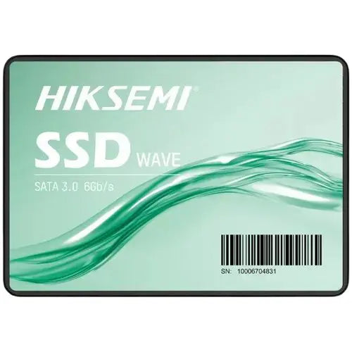 Hiksemi Wave 512GB 2.5-inch SATA SSD drive with sleek black casing, designed for fast data storage and transfer.