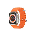 Prime Tech Store V200 Smart Watch with large screen, orange band, waterproof IP68, fitness tracker, and Wearfit Pro app compatibility