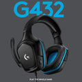 Logitech G432 7.1 surround gaming headphones with adjustable headband and microphone for immersive gaming audio.