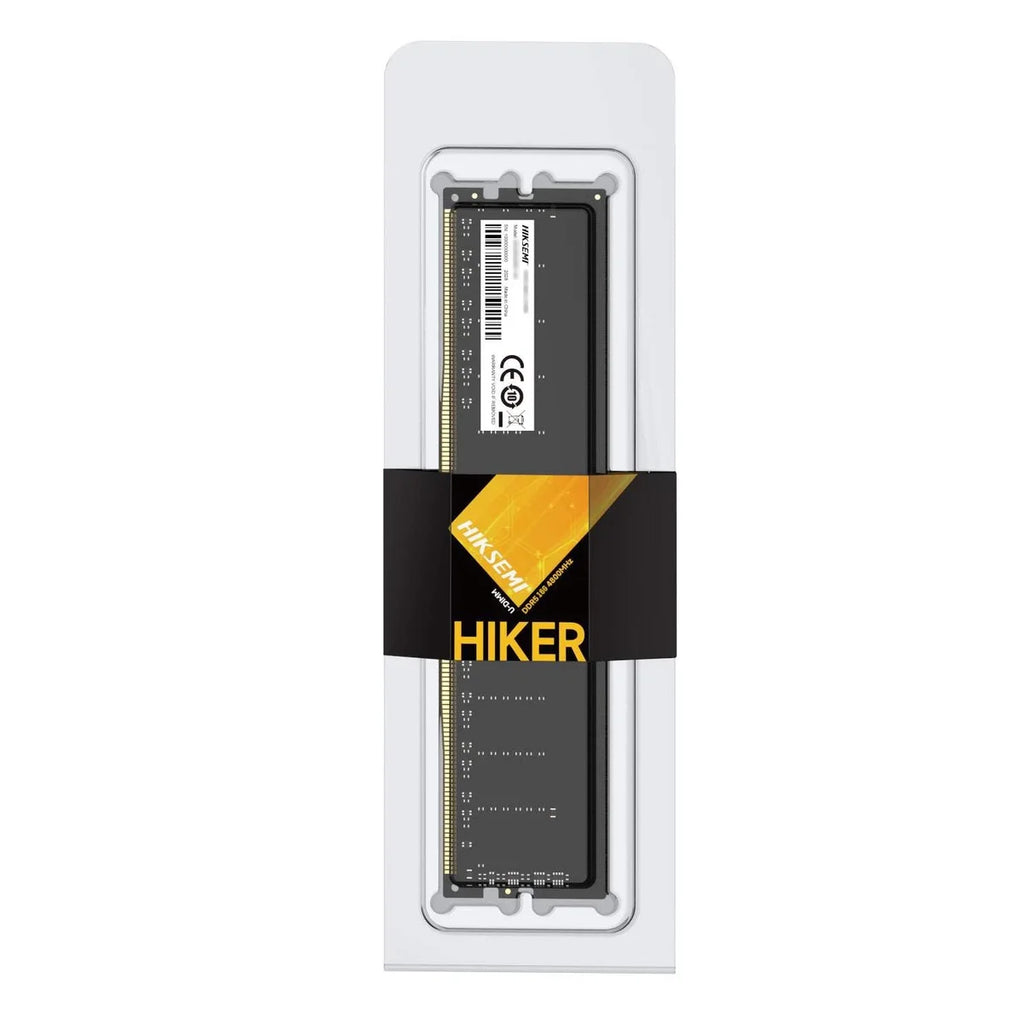 Hiksemi Hiker 16GB DDR5 4800MHz desktop RAM module with sleek black design, designed for high-performance gaming and computing.
