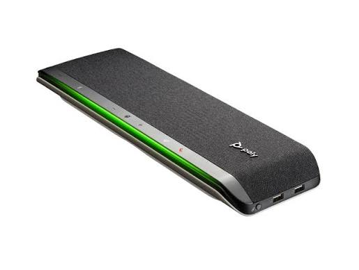 Poly Sync 60+ conference speakerphone by Prime Tech Store, shown in image with its sleek design and control buttons.