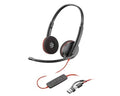 Poly C3220 headphone by Prime Tech Store, close-up of black over-ear headphones with cushioned ear cups and adjustable headband